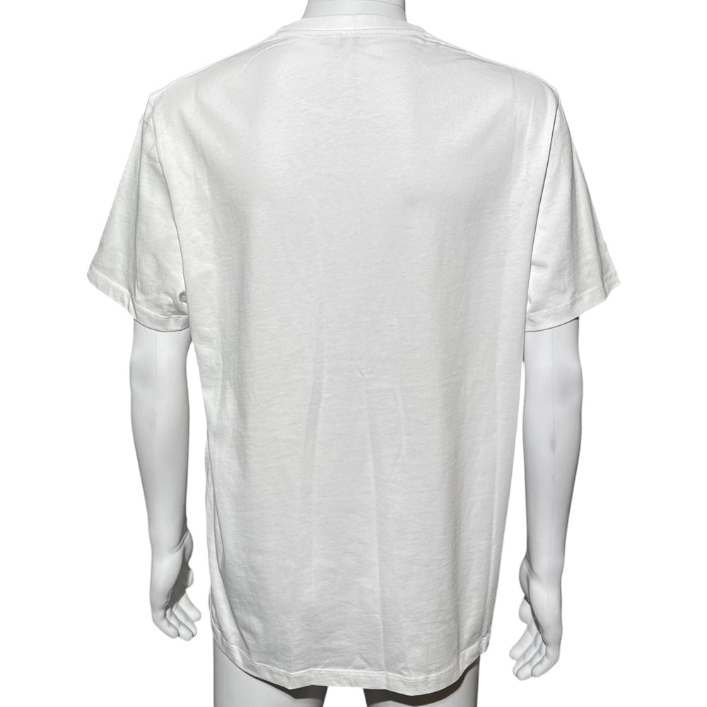 CELINE White Flocked Logo T-Shirt Size M LHQ2163