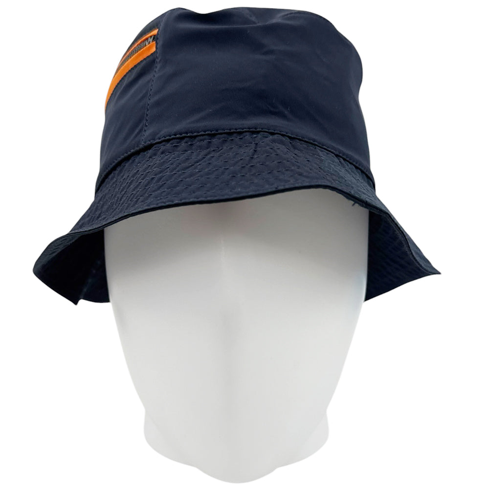 HERMES Navy Brad Zip Bucket Hat Size L LHQ2164