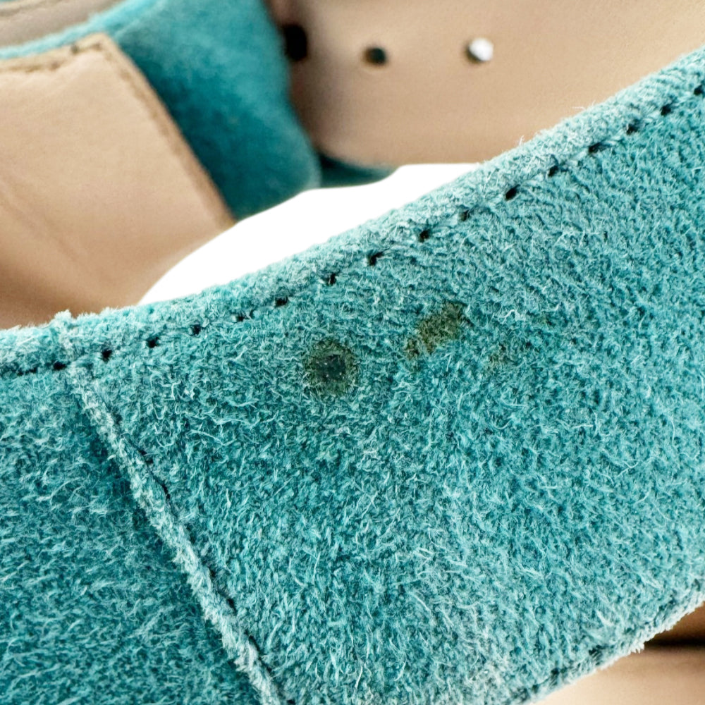 MIU MIU Teal Suede Heels Size 4 UK LHQ2168
