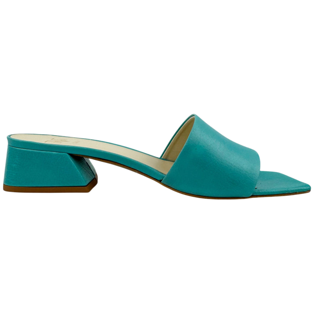 VERSACE 1969 Light Blue Leather Heel Sandals Size 6 UK LHQ2169