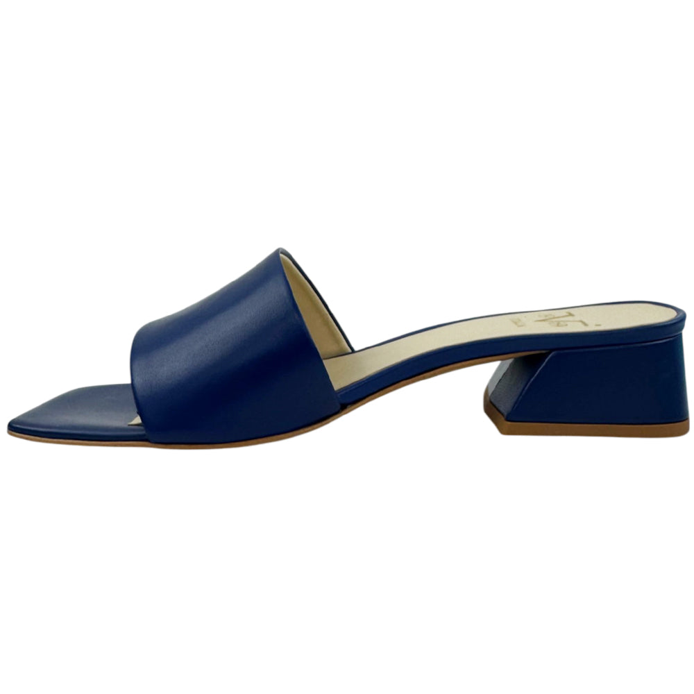 VERSACE 1969 Dark Blue Leather Heel Sandals Size 6 UK LHQ2170