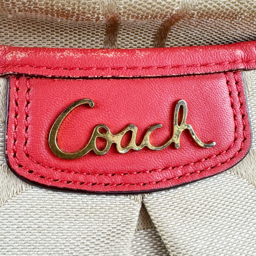 COACH Signature Brown/Red Shoulder Crossbody Bag LHQ2172