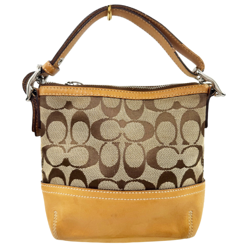 COACH Signature Canvas Brown Small Hand Bag LHQ2176