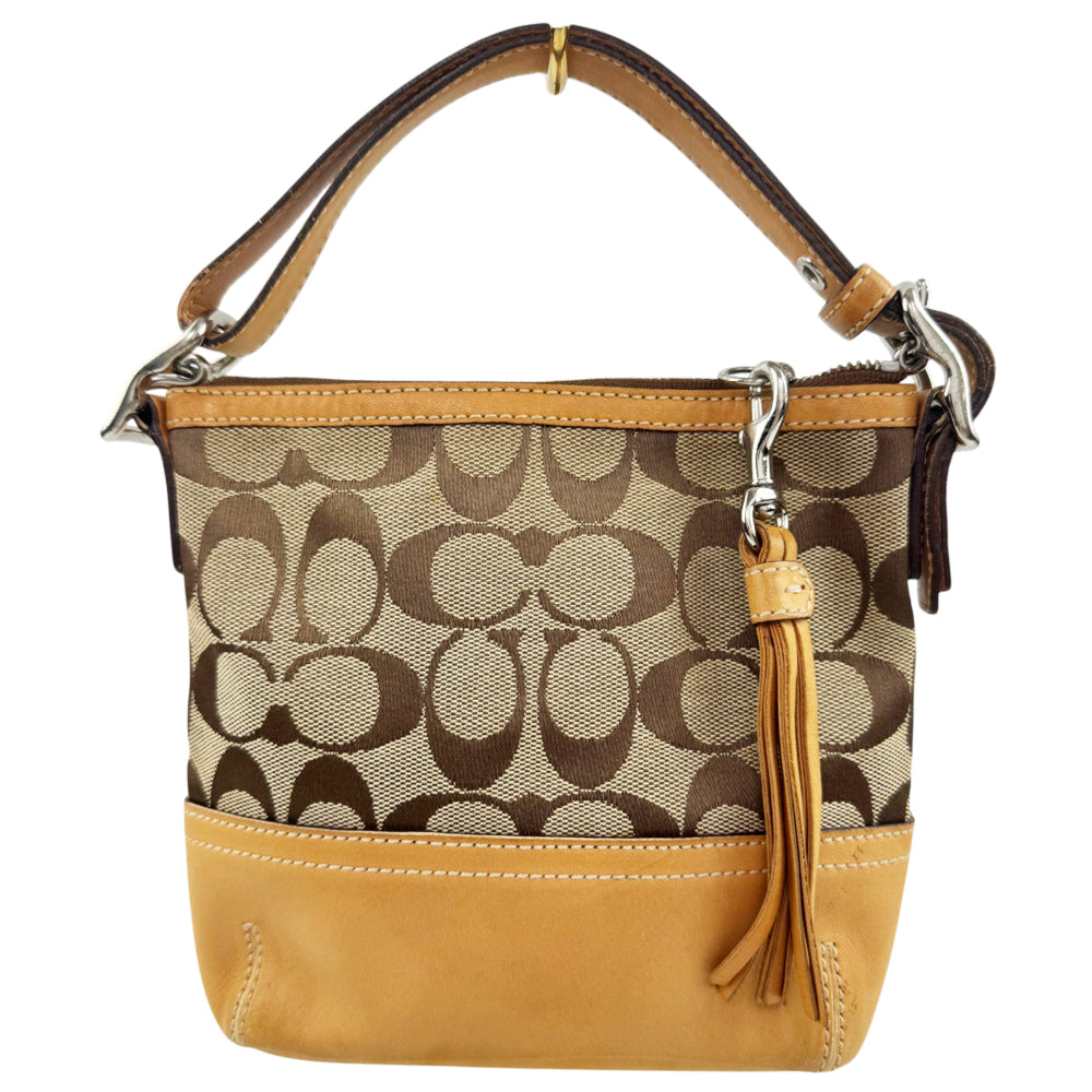 COACH Signature Canvas Brown Small Hand Bag LHQ2176