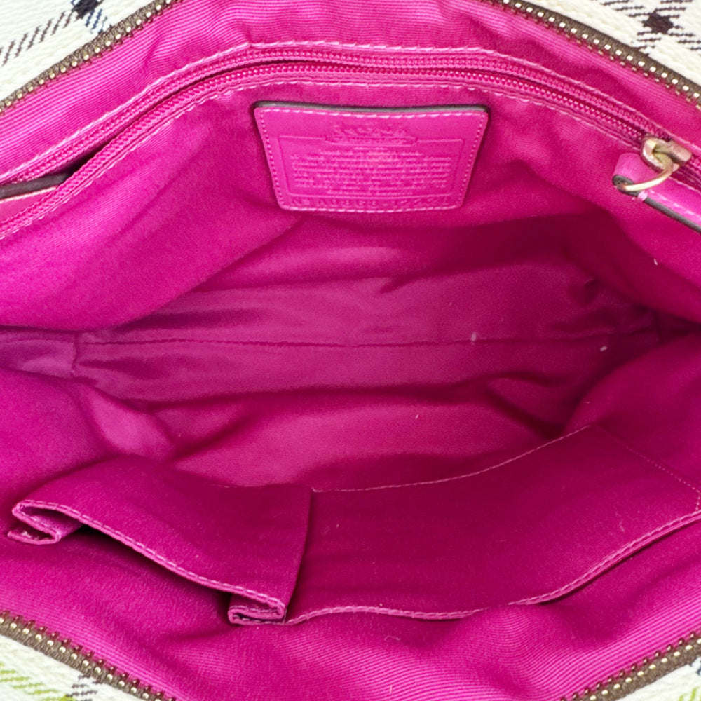COACH Cream Multicoloured Check Tote Shoulder Bag LHQ2178