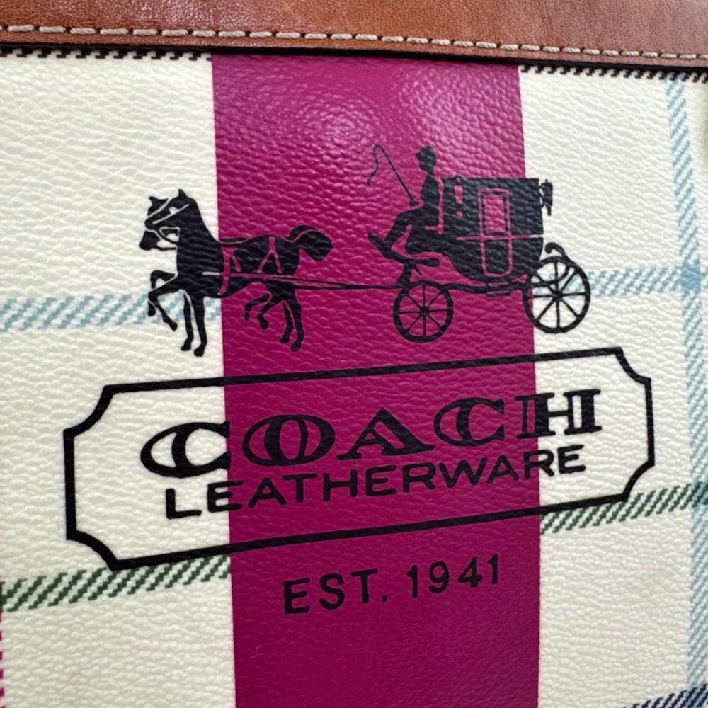 COACH Cream Multicoloured Check Tote Shoulder Bag LHQ2178