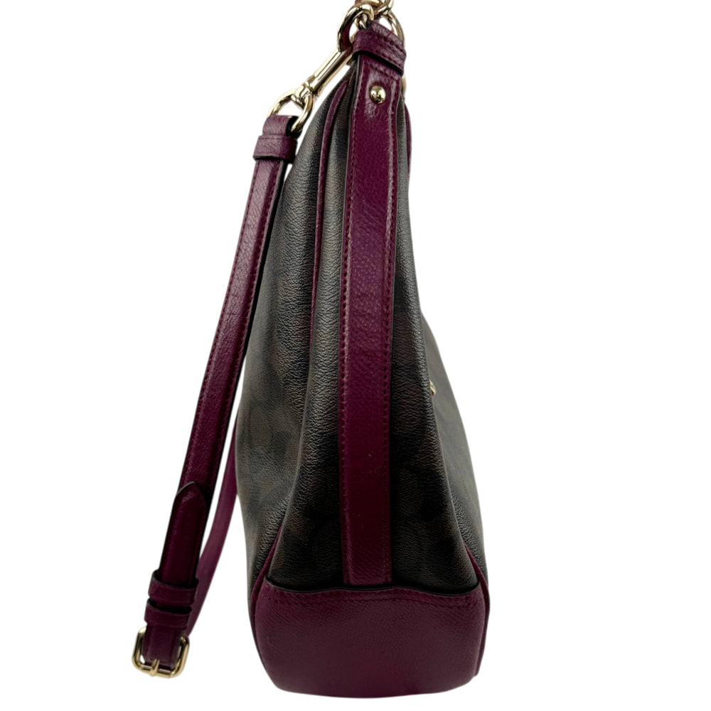 COACH Signature Dark Brown Harley Shoulder Hobo Bag LHQ2182