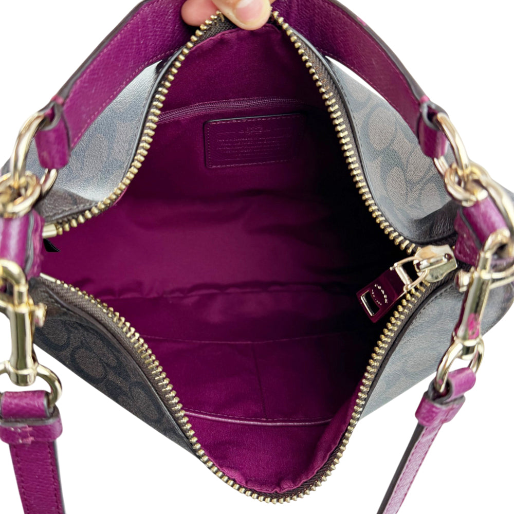 COACH Signature Dark Brown Harley Shoulder Hobo Bag LHQ2182