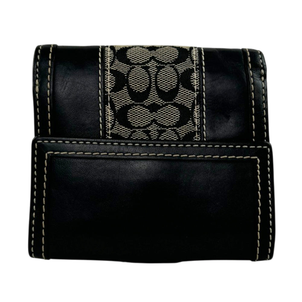 COACH Signature Black Compact Wallet LHQ2188
