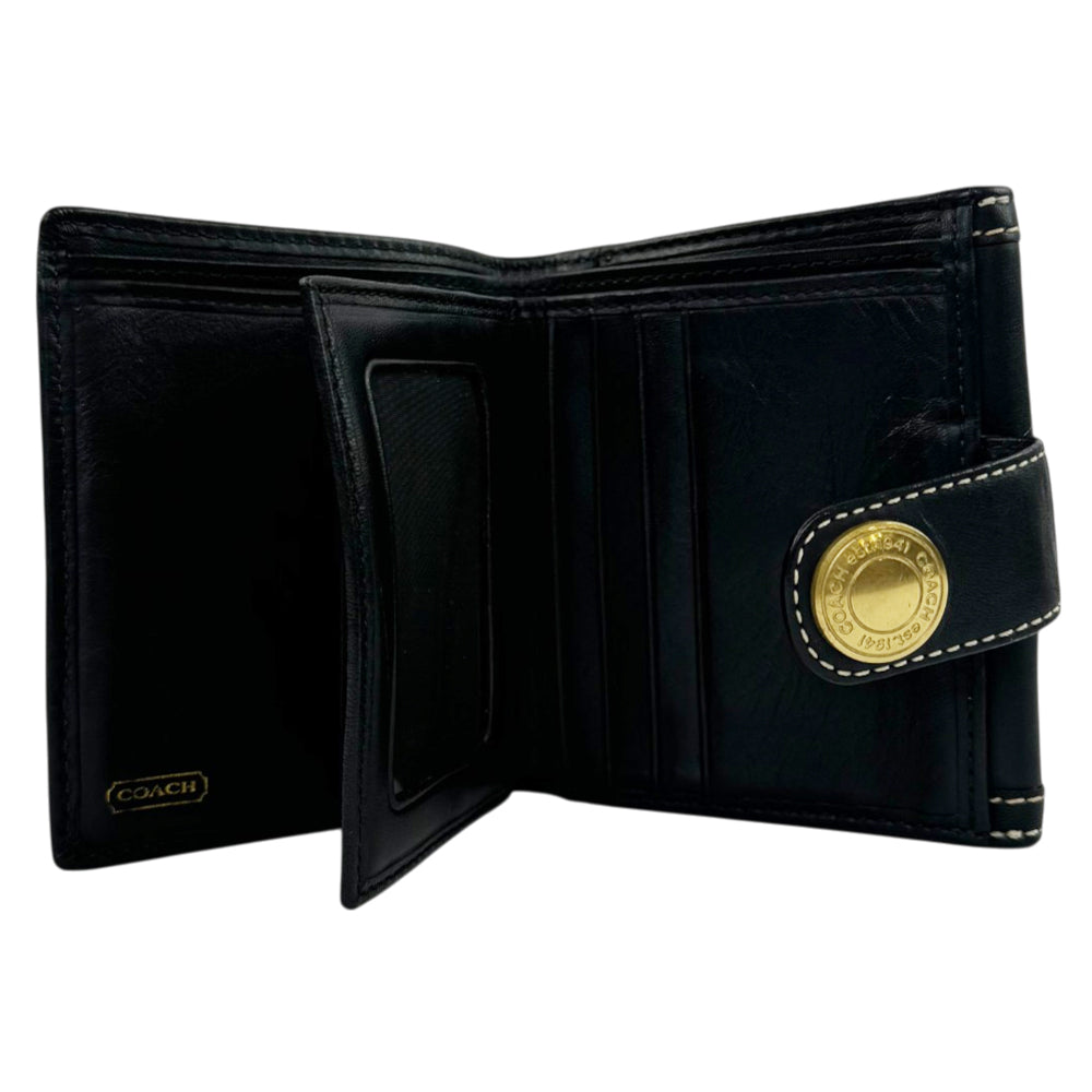 COACH Signature Black Compact Wallet LHQ2188
