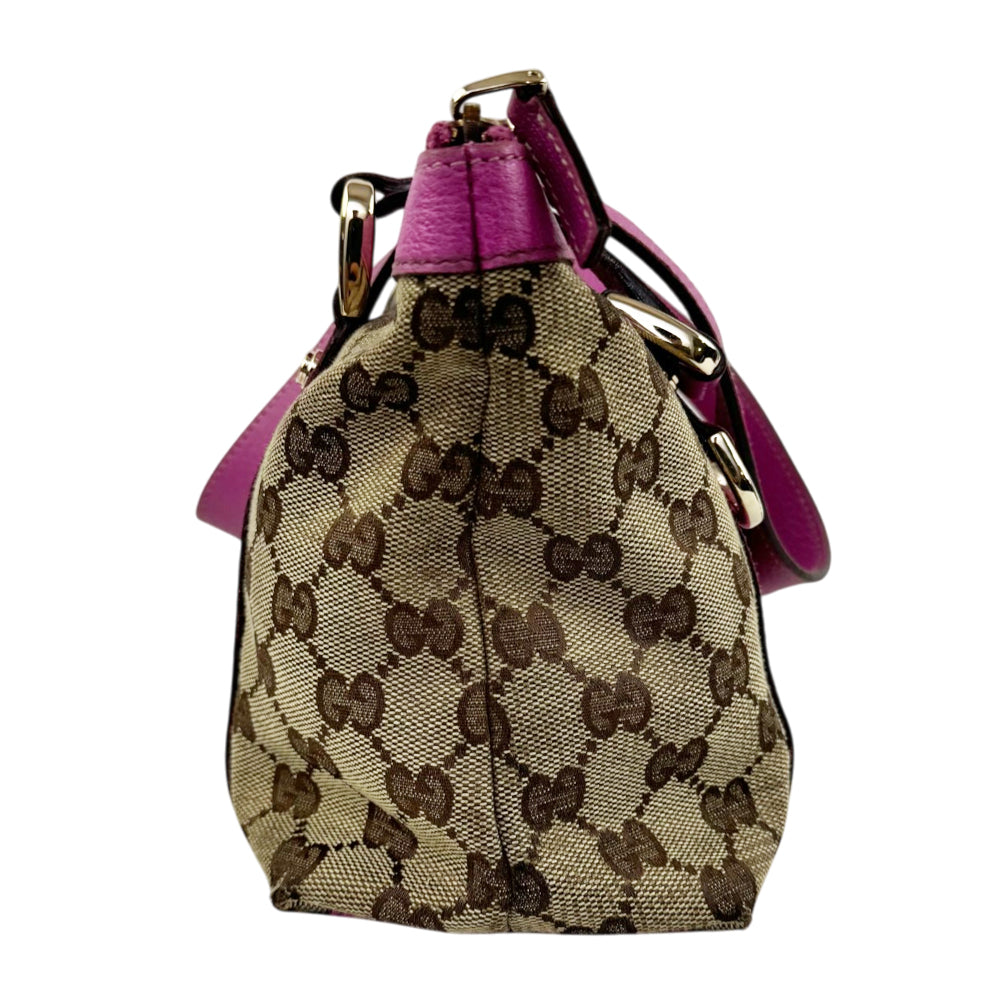 GUCCI GG Brown/Pink Canvas Abbey Shoulder Tote Bag LHQ2201