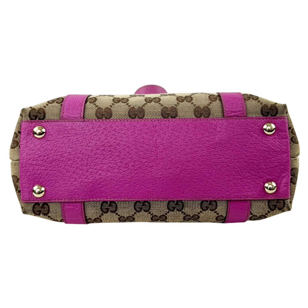 GUCCI GG Brown/Pink Canvas Abbey Shoulder Tote Bag LHQ2201