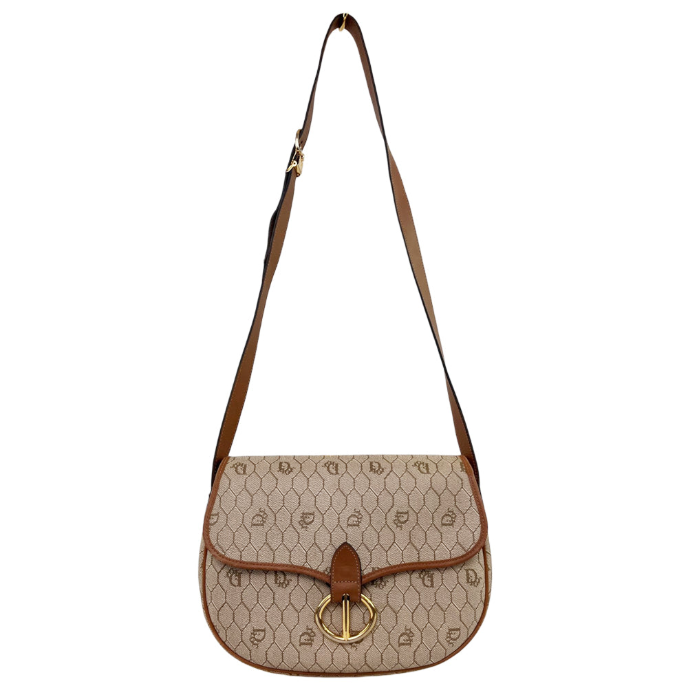 CHRISTIAN DIOR Brown Honeycomb Shoulder Bag LHQ2205