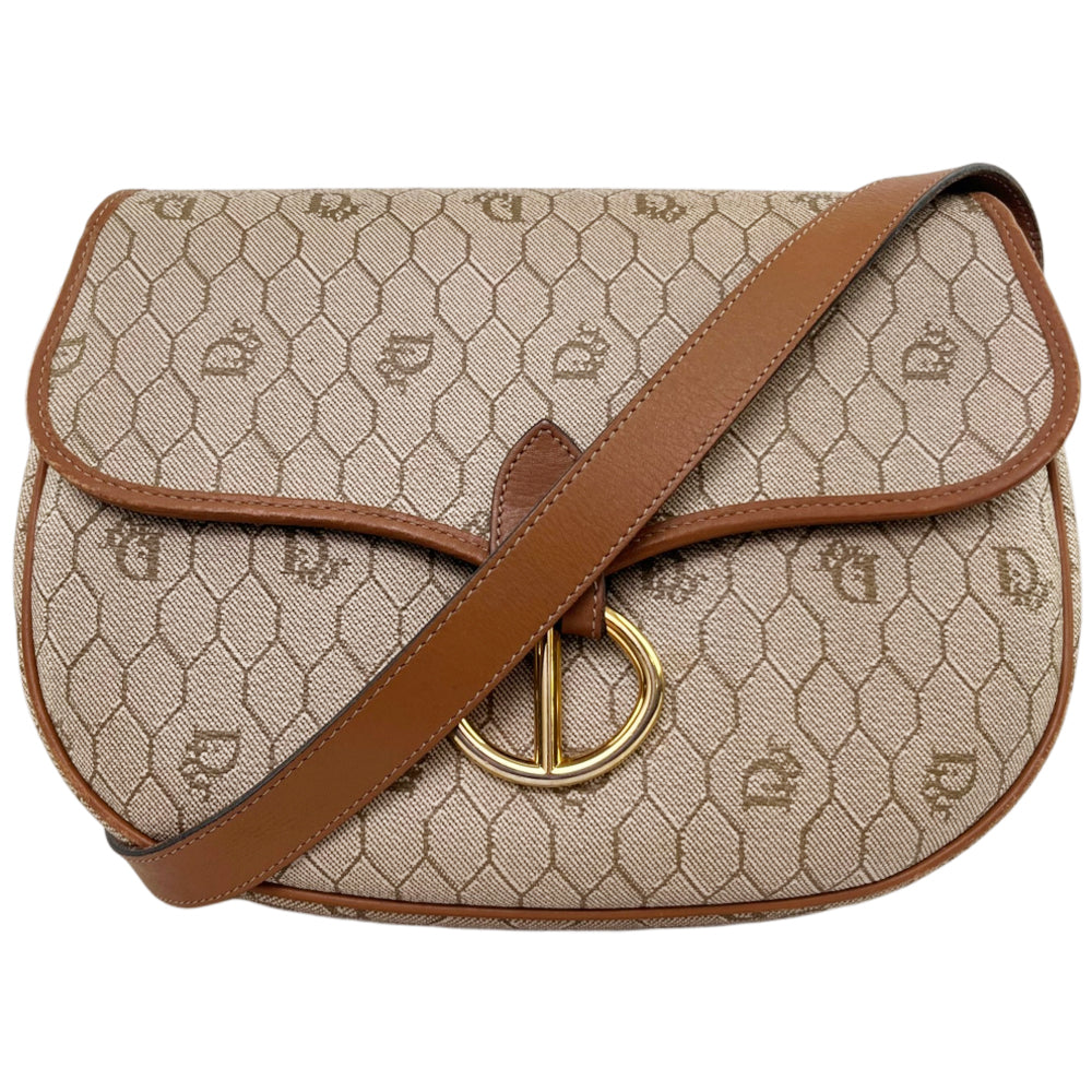 CHRISTIAN DIOR Brown Honeycomb Shoulder Bag LHQ2205