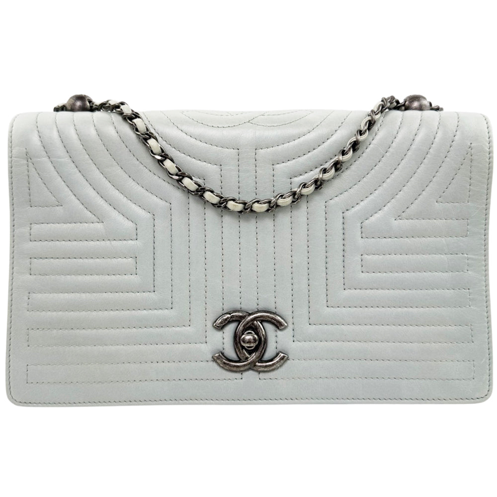 CHANEL Korean Garden Light Blue Leather Shoulder Bag LHQ2206