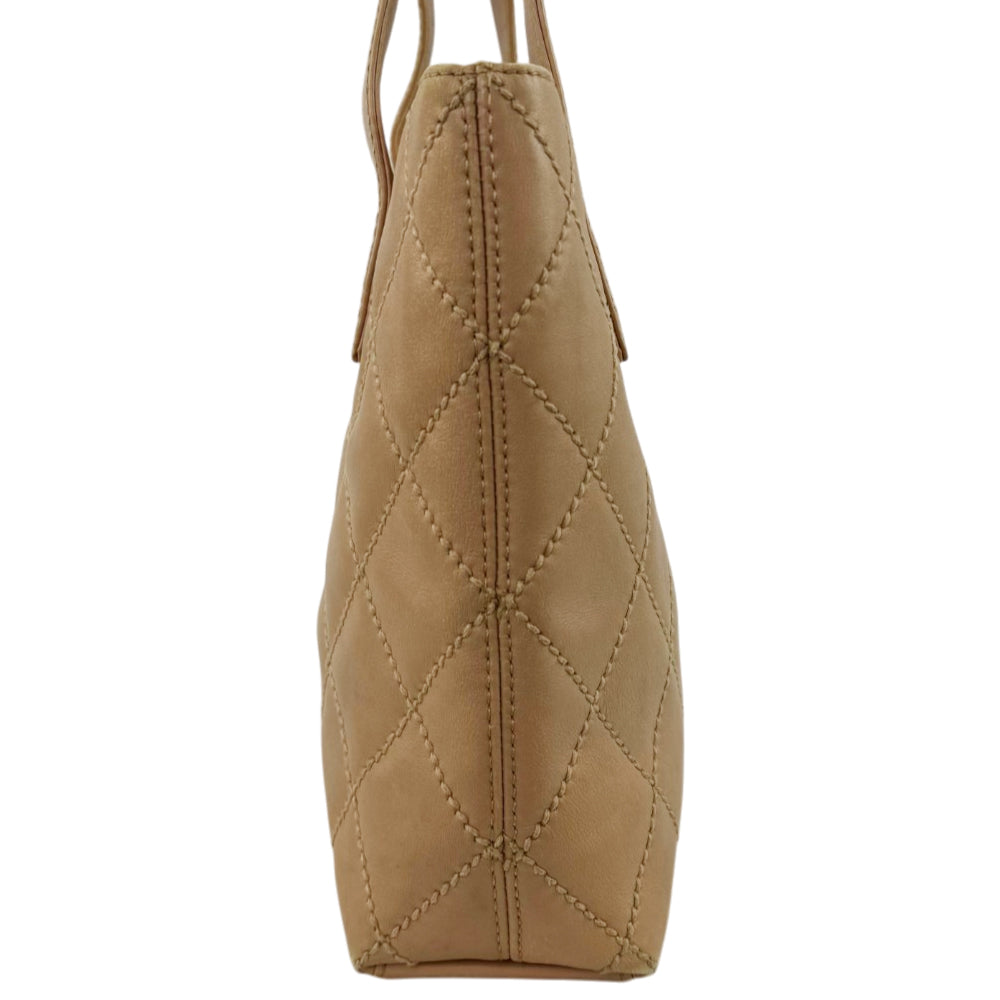 CHANEL CC Wild Stitch Beige Leather Tote Bag LHQ2208