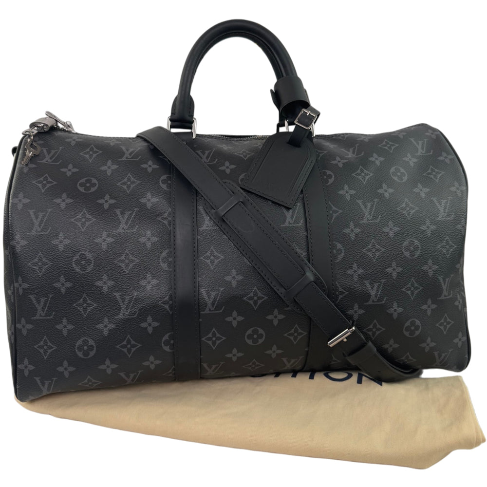 LOUIS VUITTON Monogram Eclipse Keepall 45 Bandouliere Duffel Bag LHQ2214