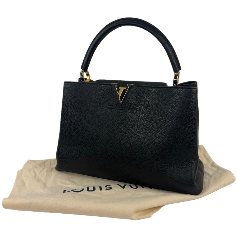 LOUIS VUITTON Capucines GM Black Leather Handbag LHQ2223
