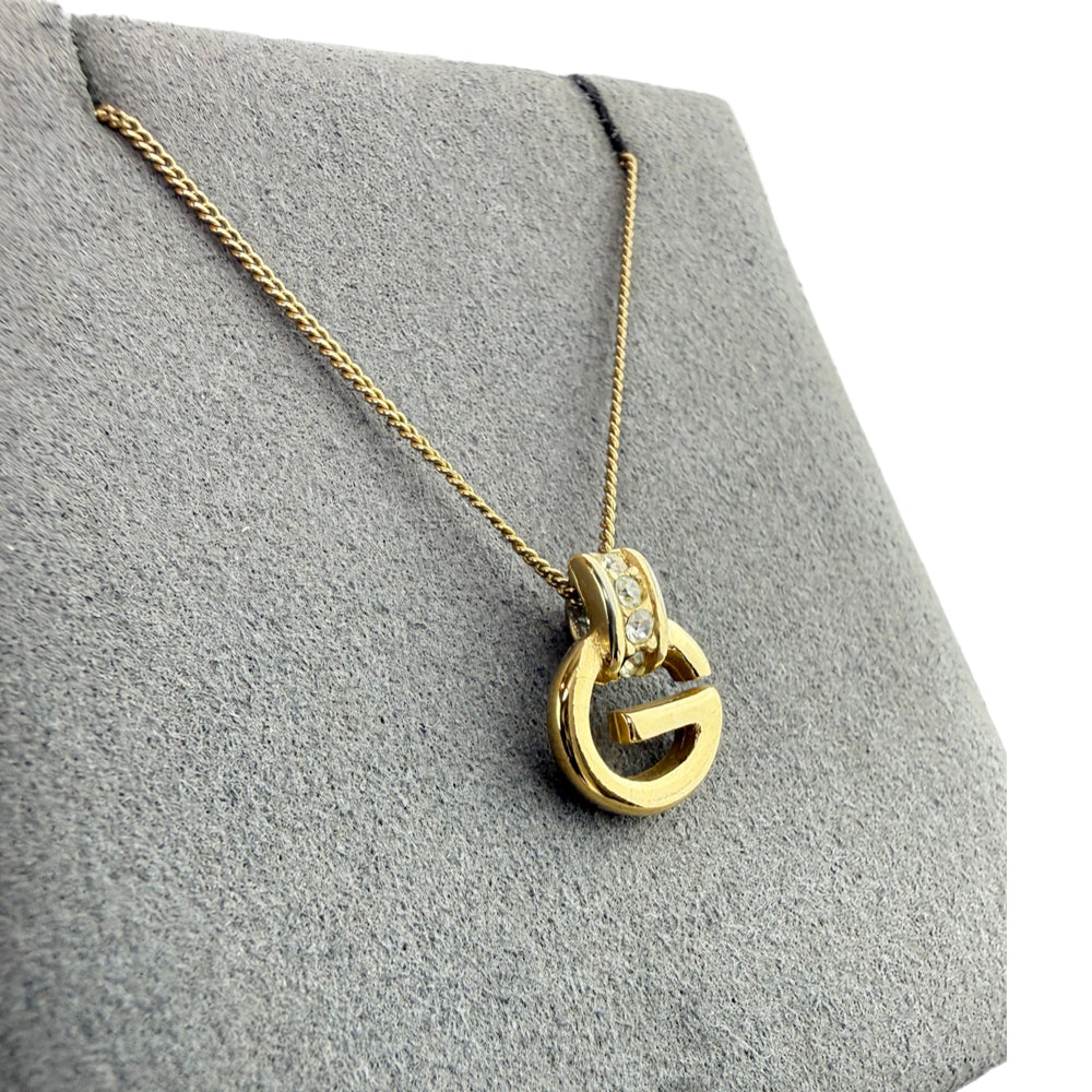GIVENCHY Gold-Tone Crystal "G" Pendant Necklace LHQ2235