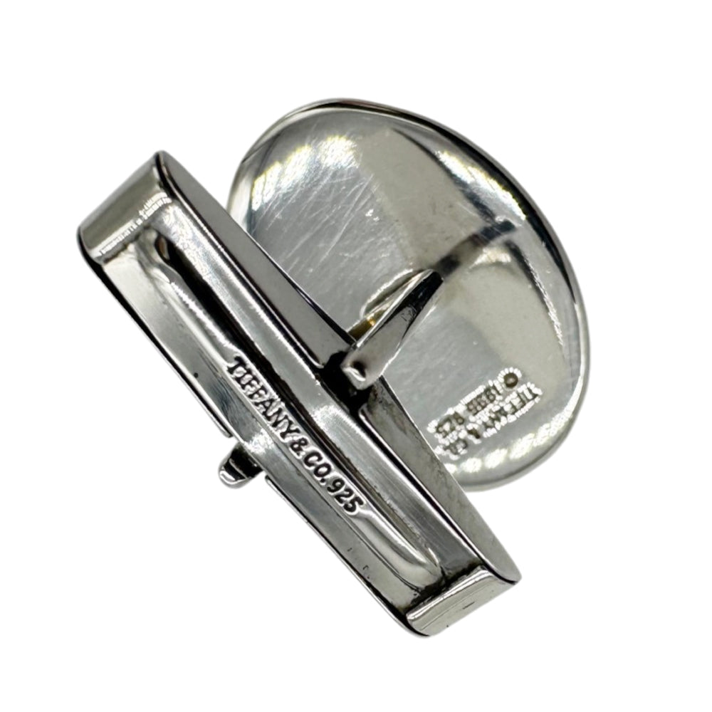 TIFFANY & CO Silver Striped Oval Cufflinks LHQ2249