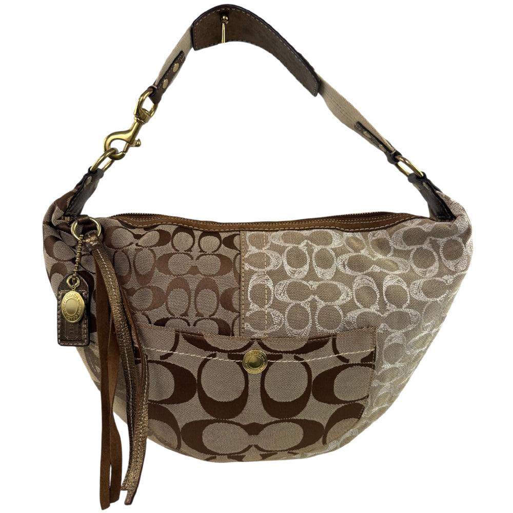 COACH Signature Brown Patchwork Hobo Bag LHQ2254