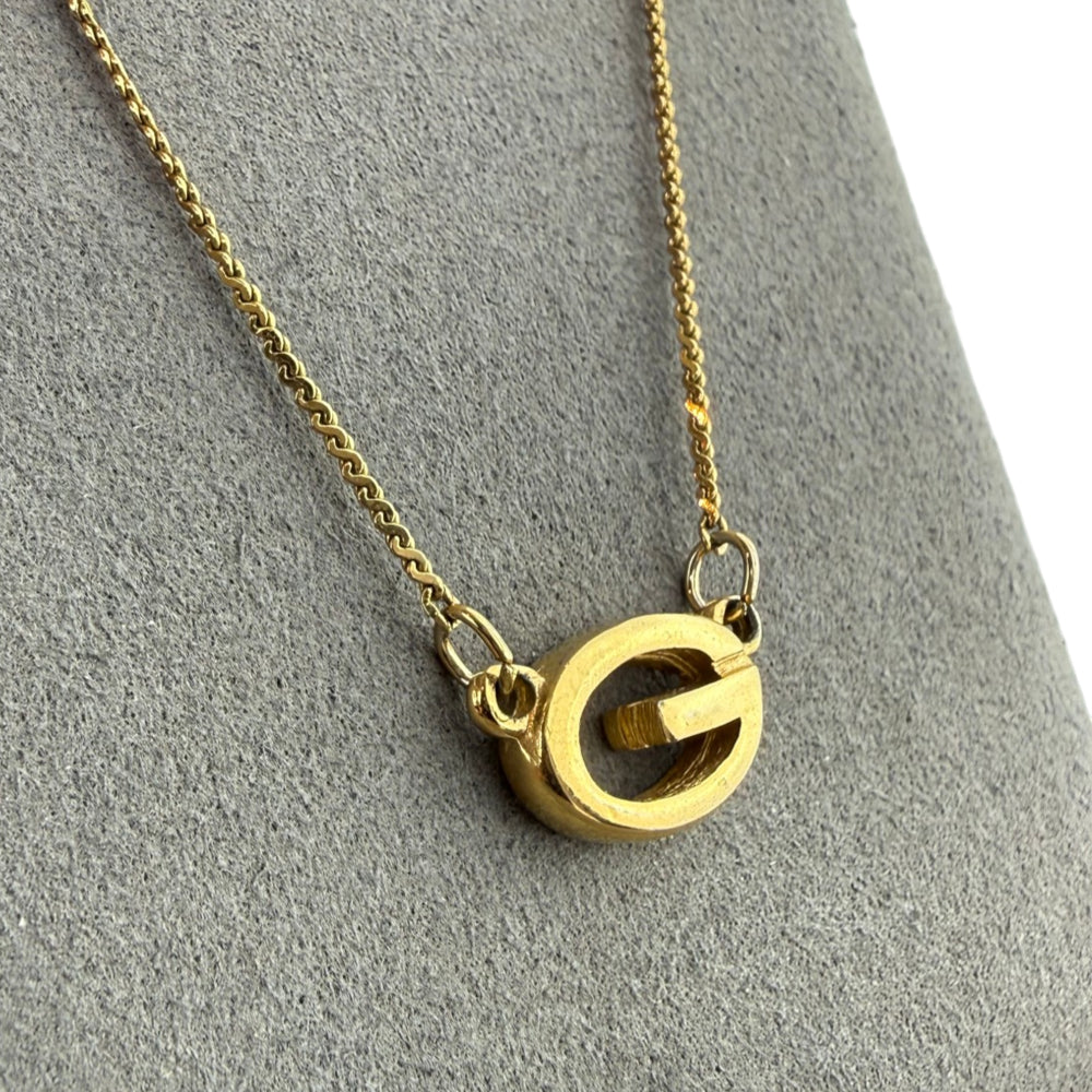 GIVENCHY "G" Logo Gold Pendant Necklace LHQ2263