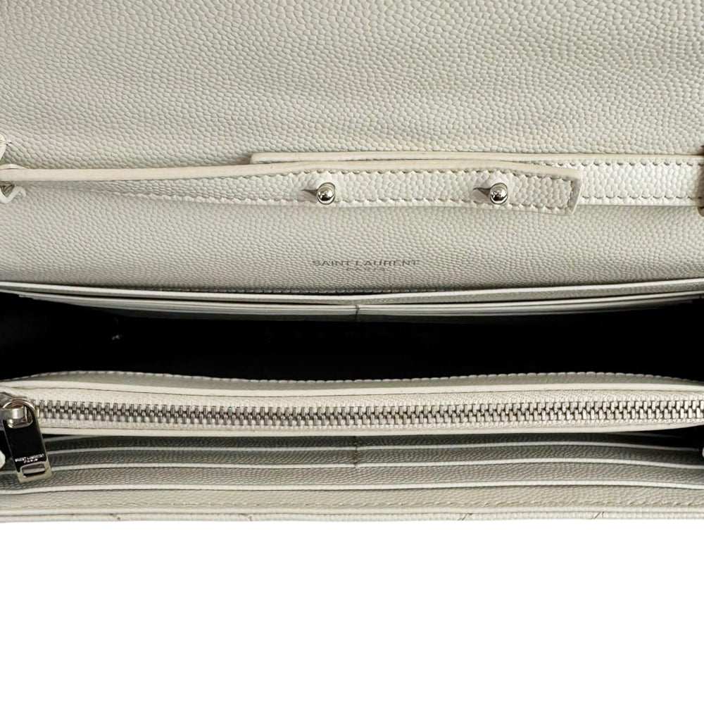 YVES SAINT LAURENT YSL White Leather Cassandre Shoulder Bag LHQ2287