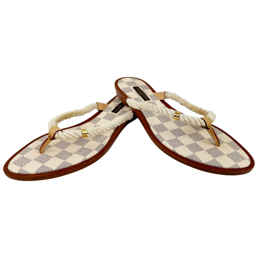 LOUIS VUITTON Damier Azur Rope Flip Flops Size 4.5 UK LHQ2289