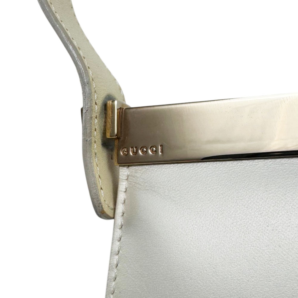 GUCCI White Leather Shoulder Bag LHQ2294