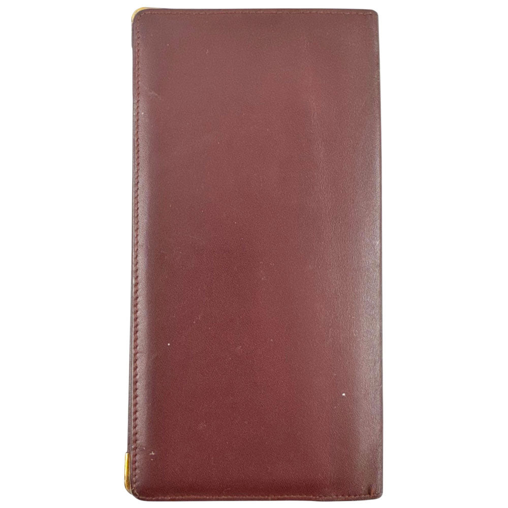 CARTIER Must Line Burgundy Leather Long Purse Wallet LHQ2297