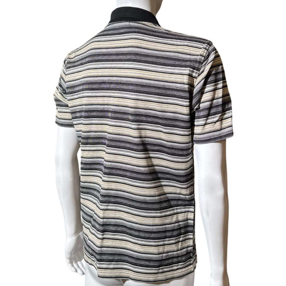 BURBERRY Grey/Beige Striped Polo Size M LHQ2298