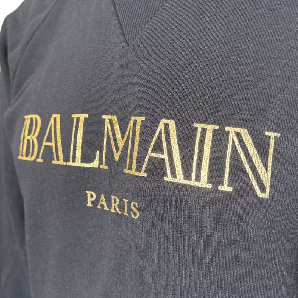 BALMAIN Black Logo Jumper Size S LHQ2398