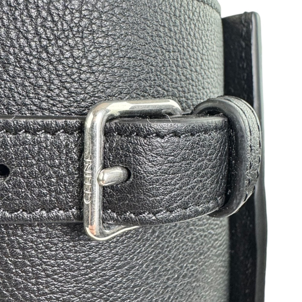 CELINE Medium Cabas Malaquais Black Leather Tote Shoulder Bag LHQ2404