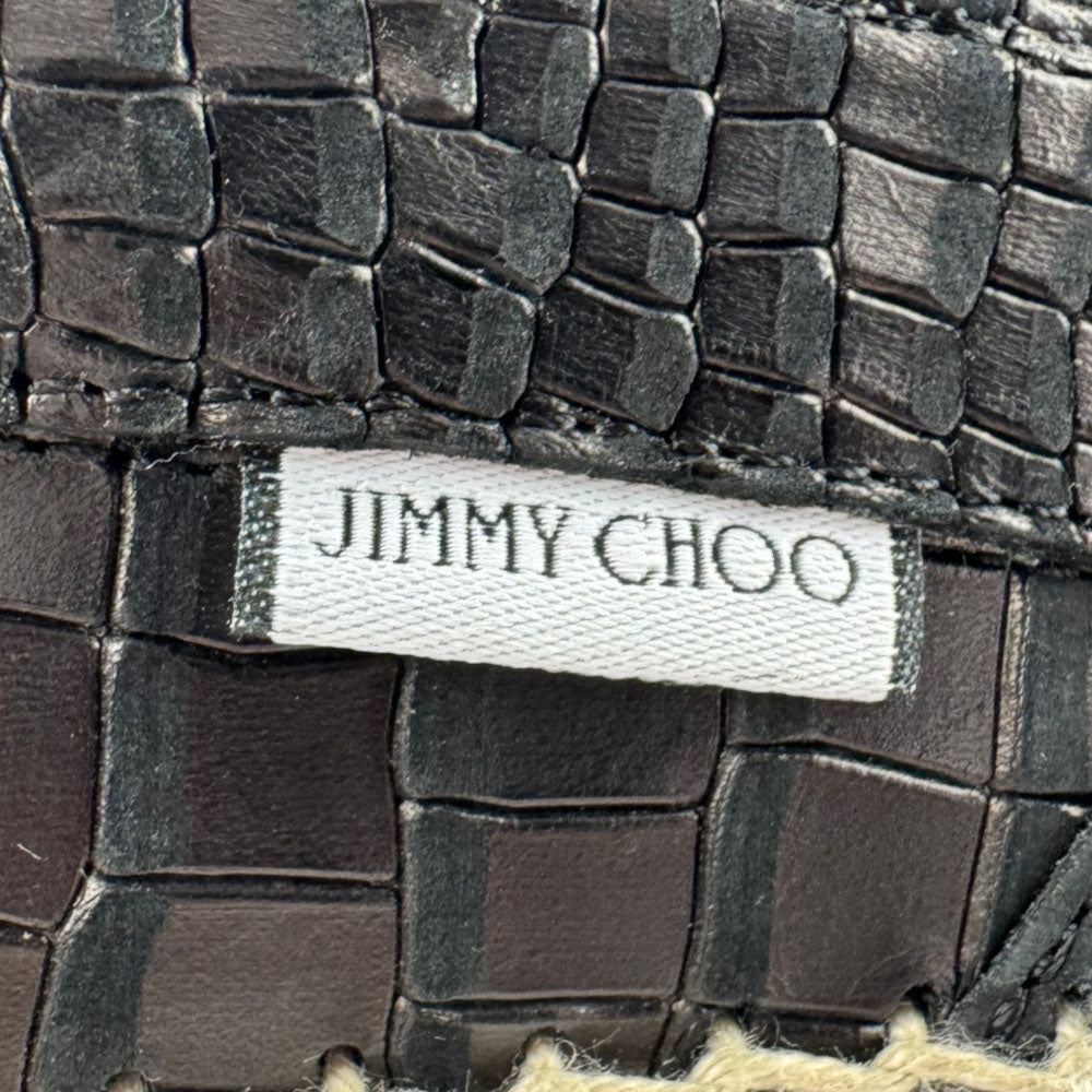 JIMMY CHOO Black Croc-Print Leather Espadrilles Size 9 UK LHQ2406