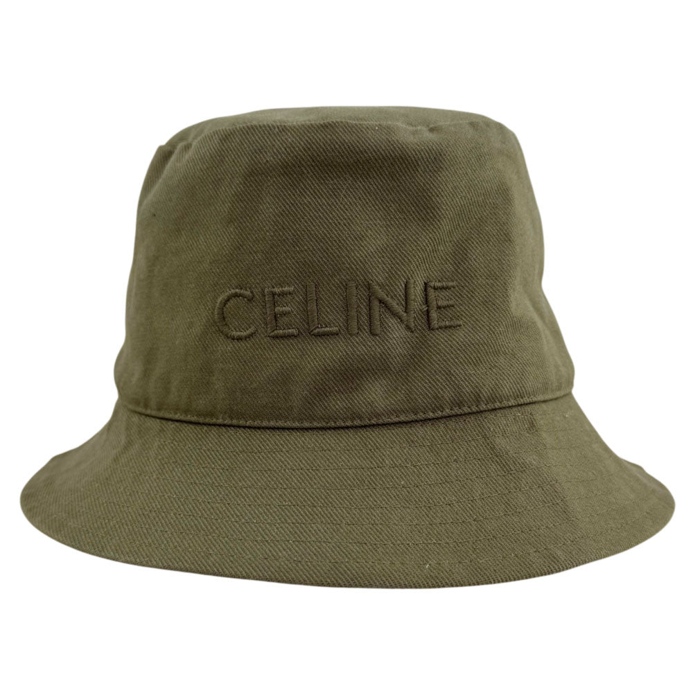 CELINE Green Canvas Bucket Hat Size M LHQ2408