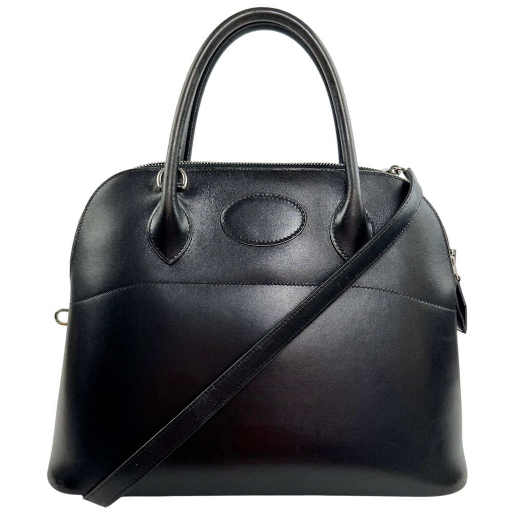 HERMES Bolide 30 Black Leather Shoulder Bag LHQ2419