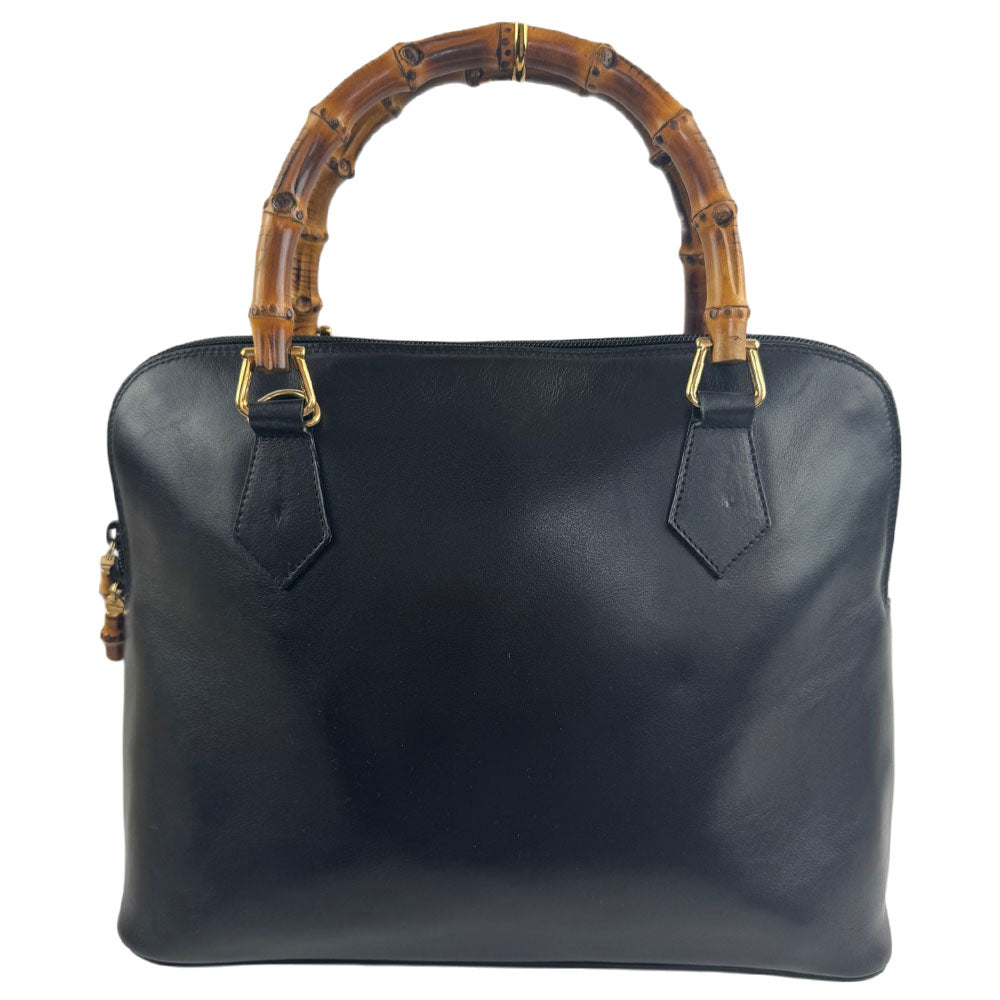 GUCCI Bamboo Black Leather Handbag LHQ2458