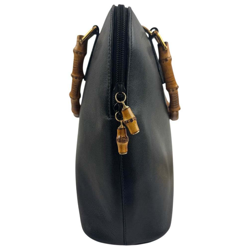 GUCCI Bamboo Black Leather Handbag LHQ2458