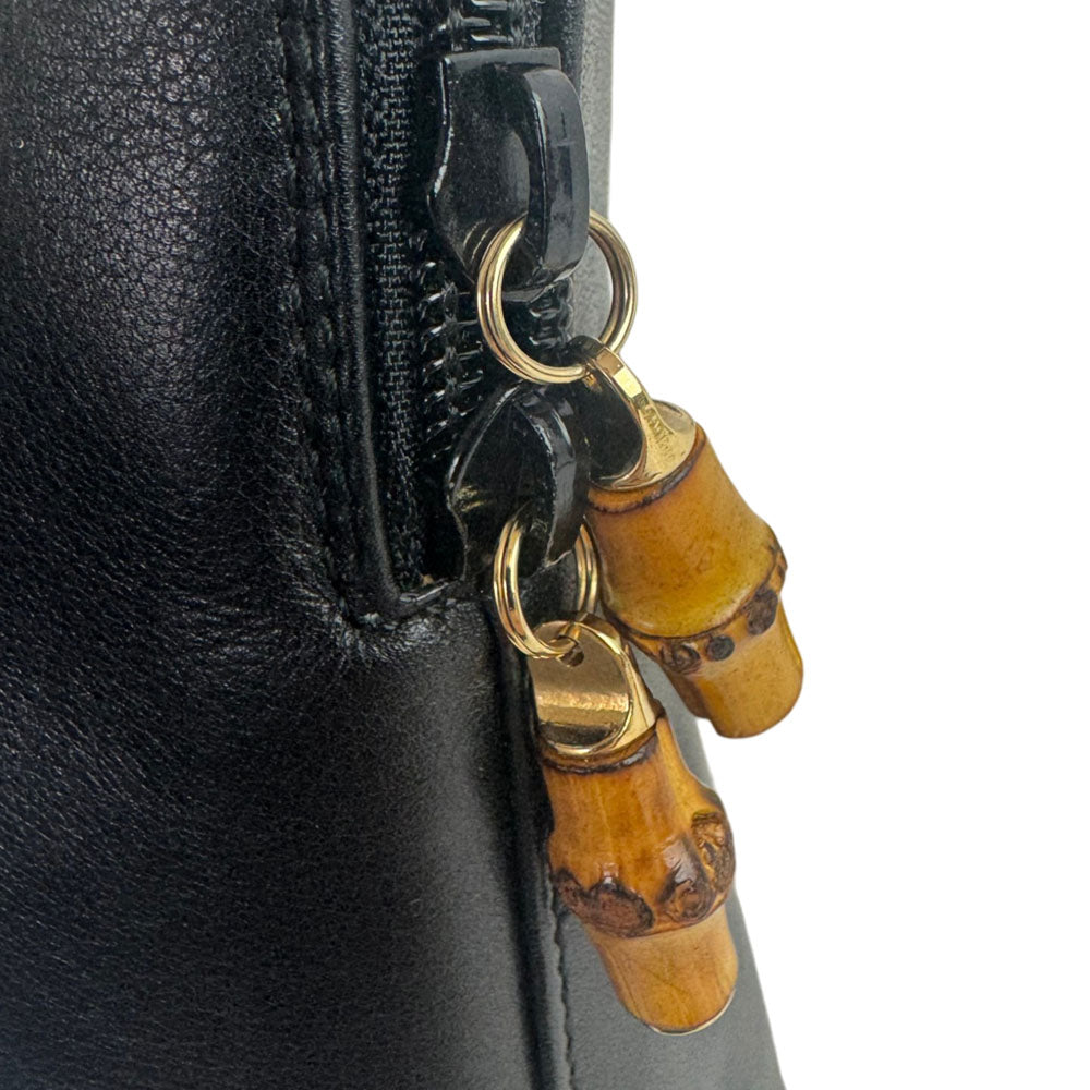 GUCCI Bamboo Black Leather Handbag LHQ2458