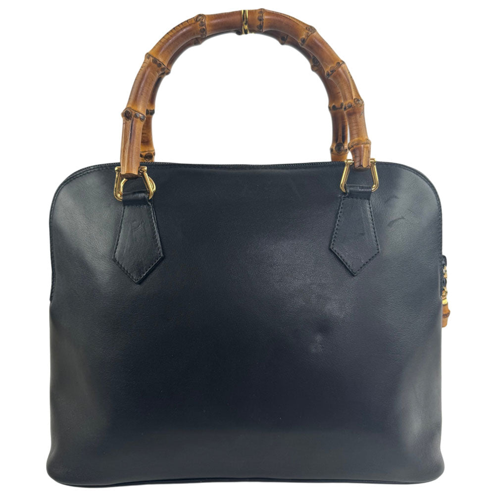 GUCCI Bamboo Black Leather Handbag LHQ2458