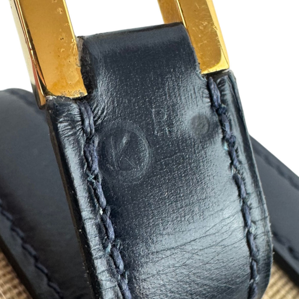 HERMES Drag Navy/Beige Horsehair Handbag LHQ2459