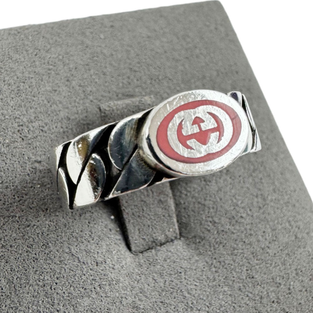 GUCCI GG Silver/Pink Ring Size O LHQ2463