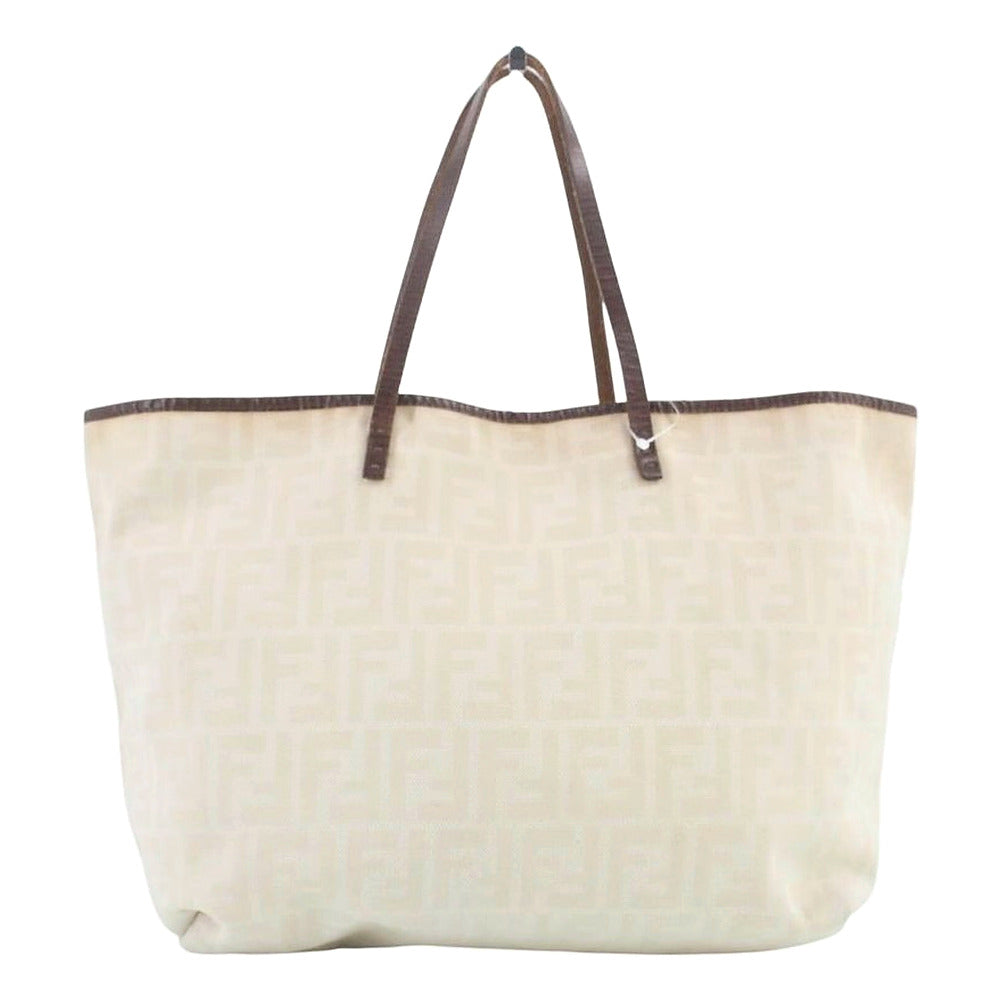 FENDI Cream Zucca Tote Shoulder Bag LHQ2468