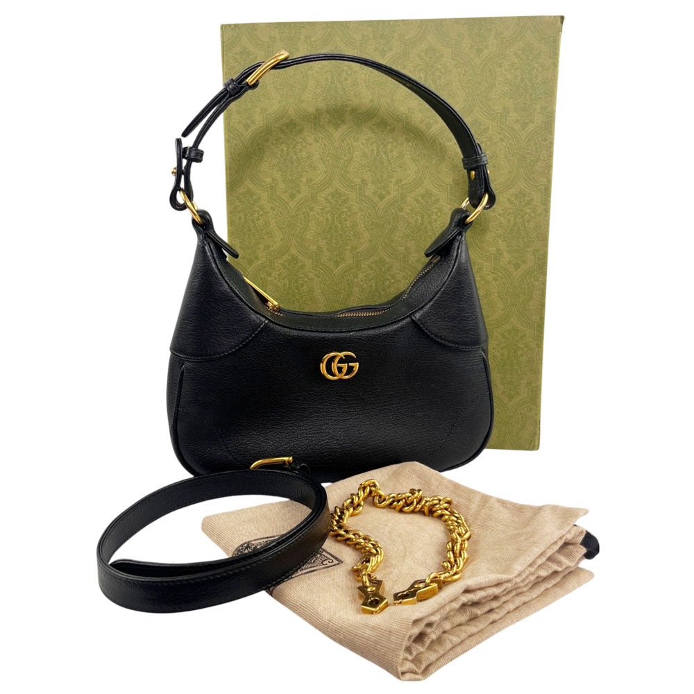 GUCCI Black Leather Aphrodite Shoulder Crossbody Bag LHQ2486