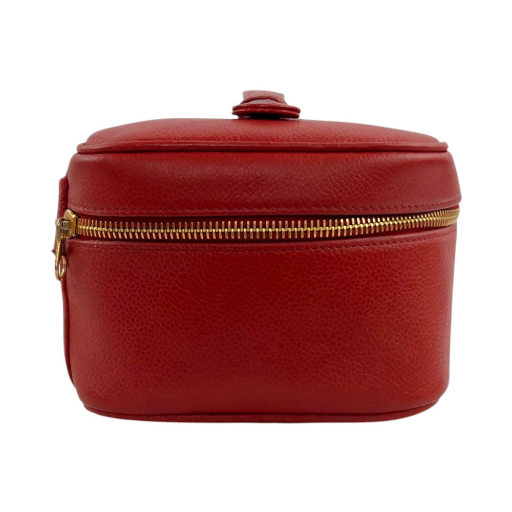 CHANEL Red Caviar Leather Vanity Case LHQ2489