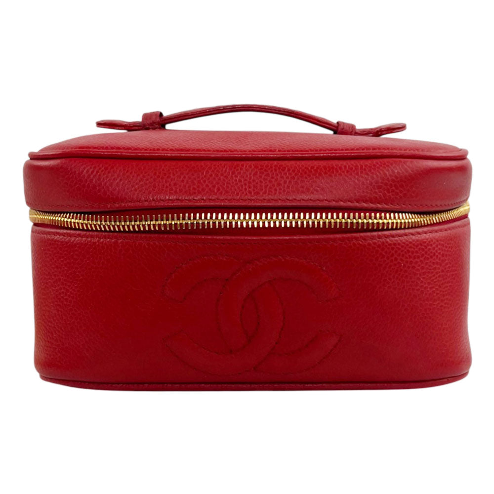 CHANEL Red Caviar Leather Vanity Case LHQ2489