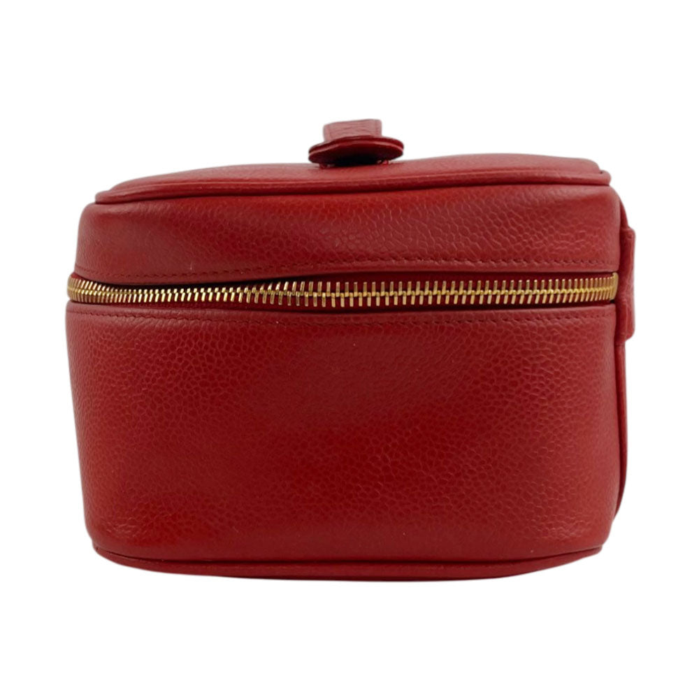 CHANEL Red Caviar Leather Vanity Case LHQ2489