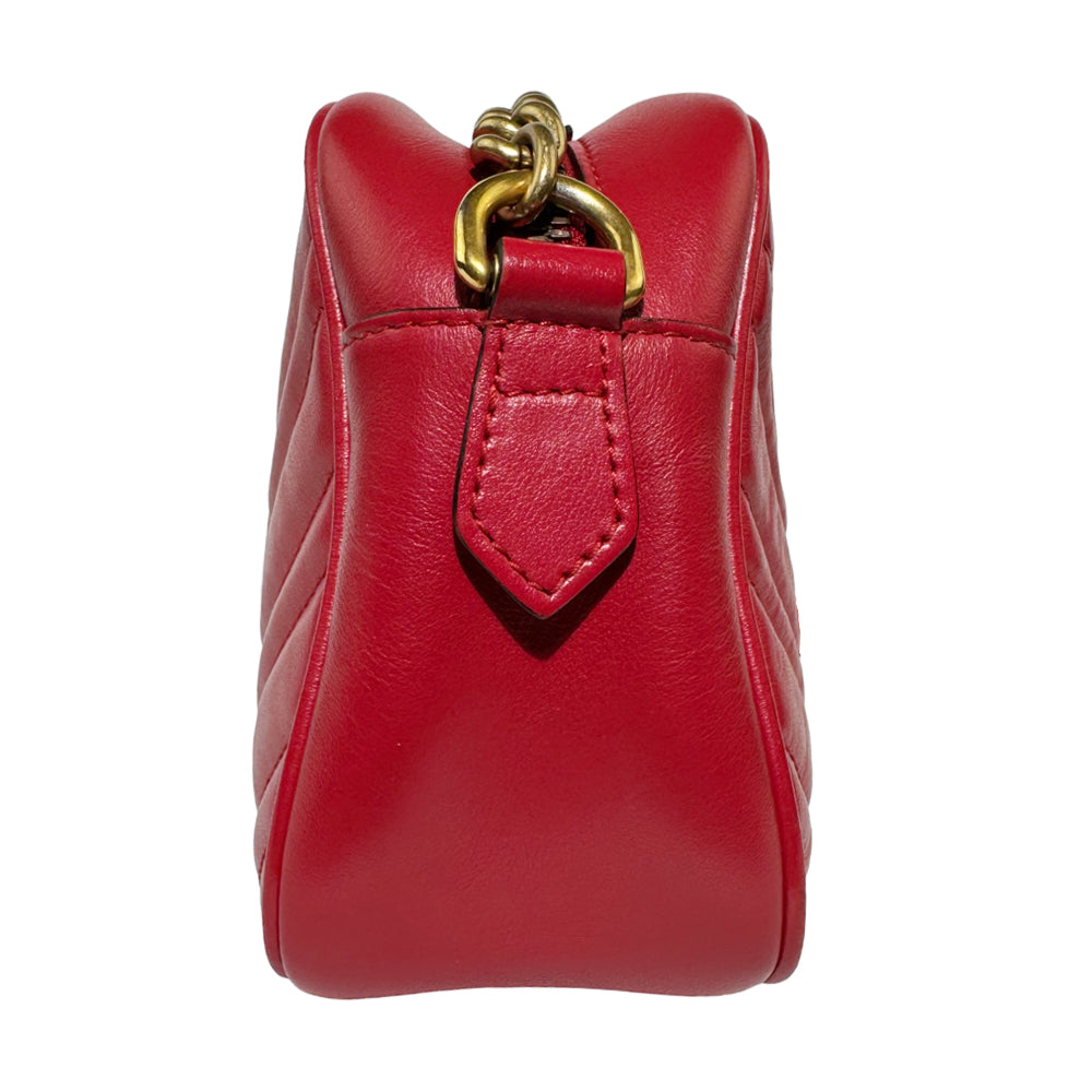 GUCCI GG Marmont Chain Shoulder Bag Red LHQ257