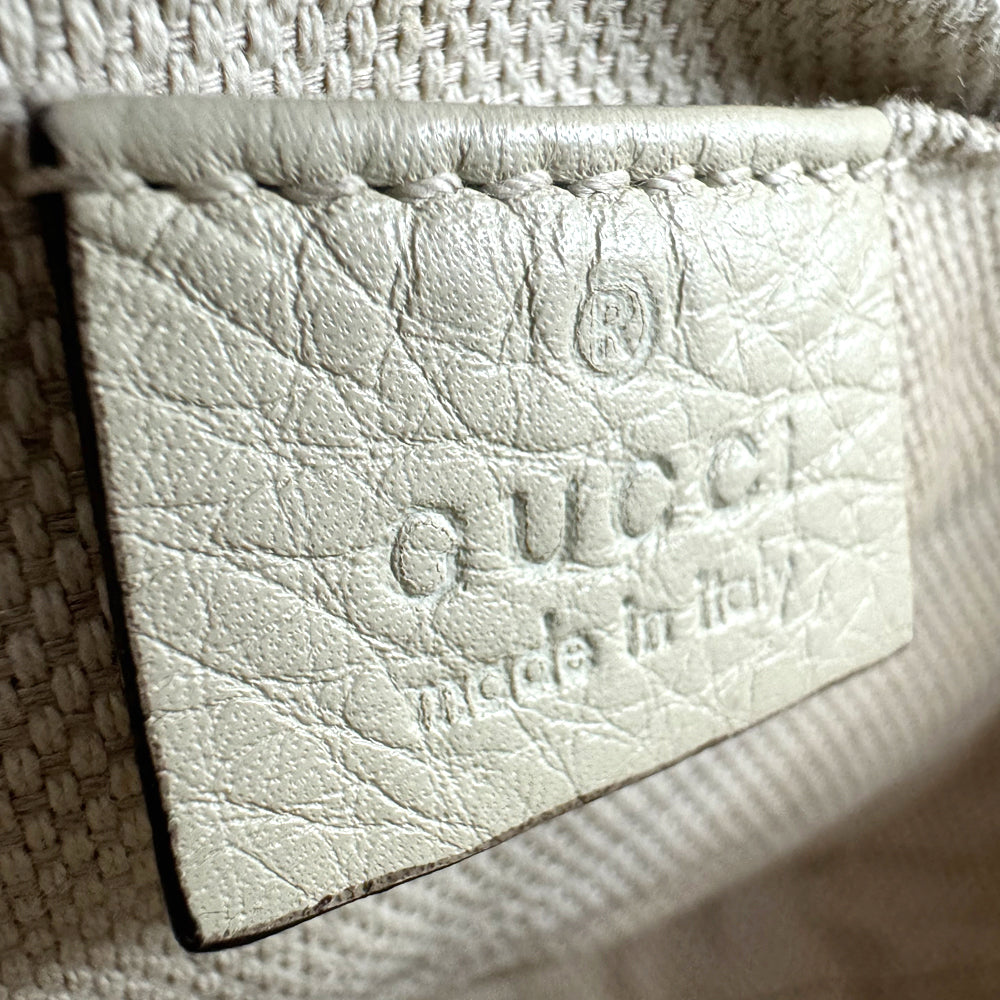 GUCCI Soho Quaste Disco Schulter Crossbody Tasche Creme Leder LHQ266