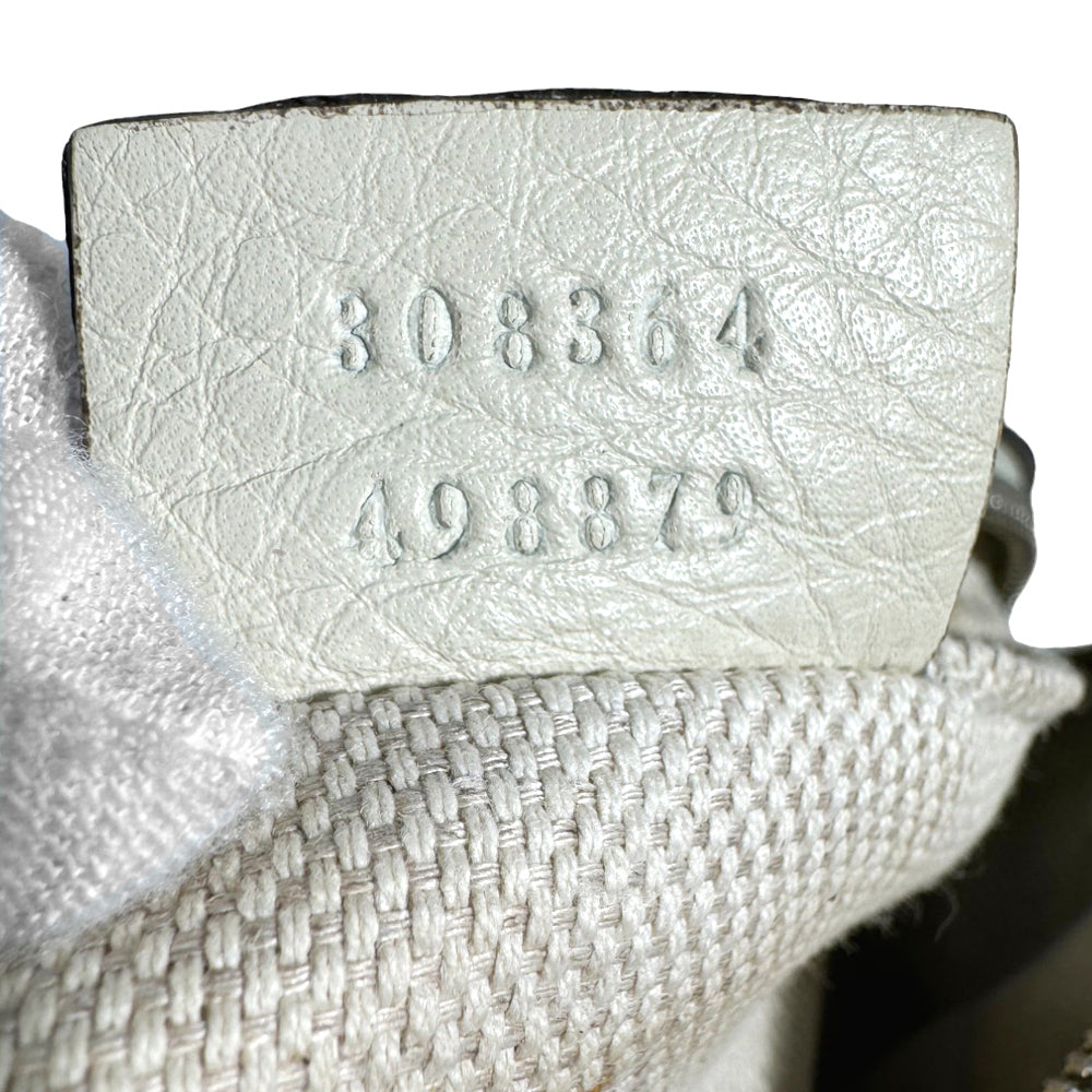 GUCCI Soho Quaste Disco Schulter Crossbody Tasche Creme Leder LHQ266